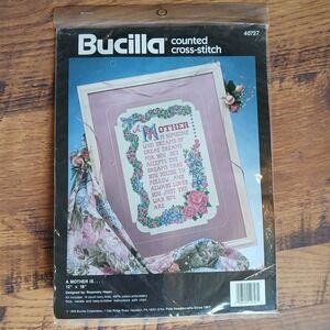 Vtg Bucilla A Mother Is Counted Cross Stitch Kit Complete 12 x 18 Open Box